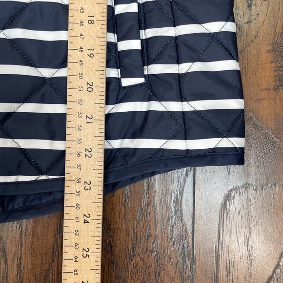 Gap Quilted Puffer Vest XS Navy Blue White Striped Full-Zip Pockets Women's - Picture 9 of 11